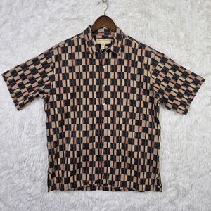 Vtg Norm Thompson x Tori‎ Richard Mens L Cotton Lawn Geometric Button Up Shirt